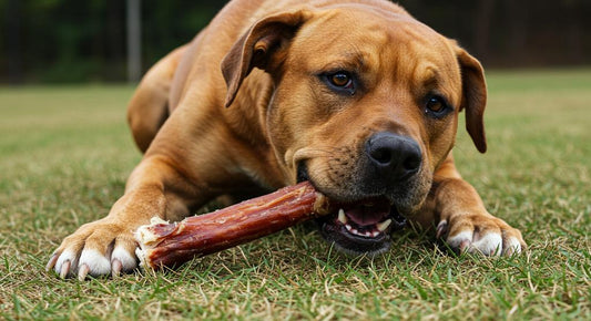 dog eating bully stick